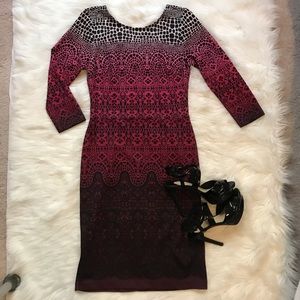 ECI body con pink and black dress size 6
